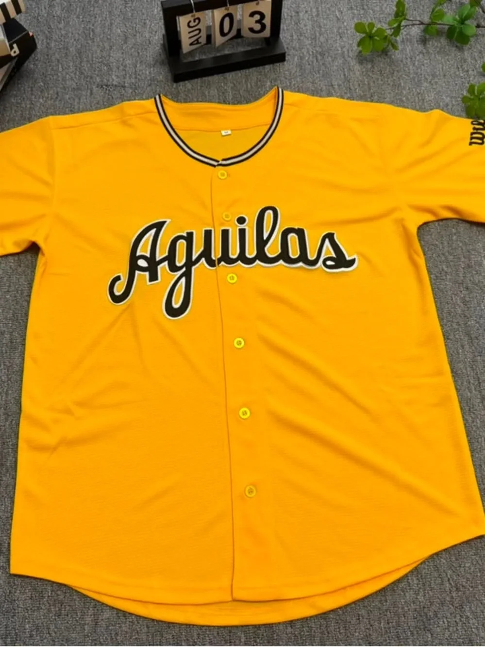 Kids Button-Up Jersey Shirt in Bright Yellow